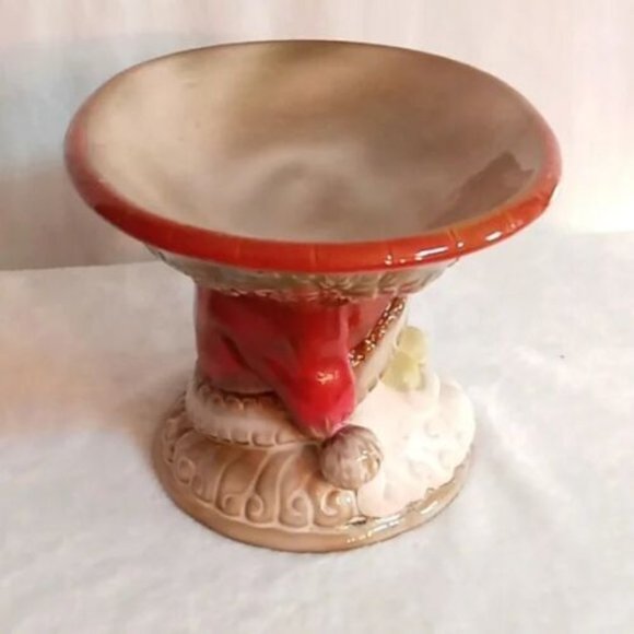 VINTAGE Ceramic Cookie Candy dish Santa Christmas Decor Collectible - Picture 2 of 8